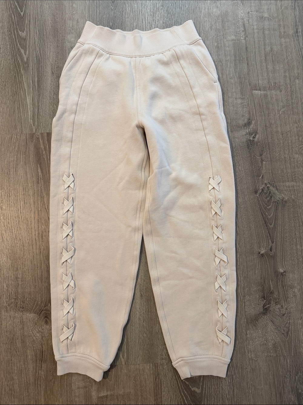Lululemon 4 Braided‎ Detail High Rise Jogger Casual Cream White Opal Sweatpants